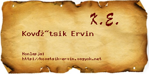 Kovátsik Ervin névjegykártya