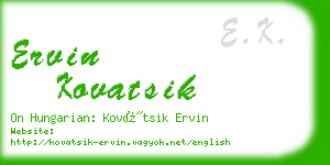 ervin kovatsik business card